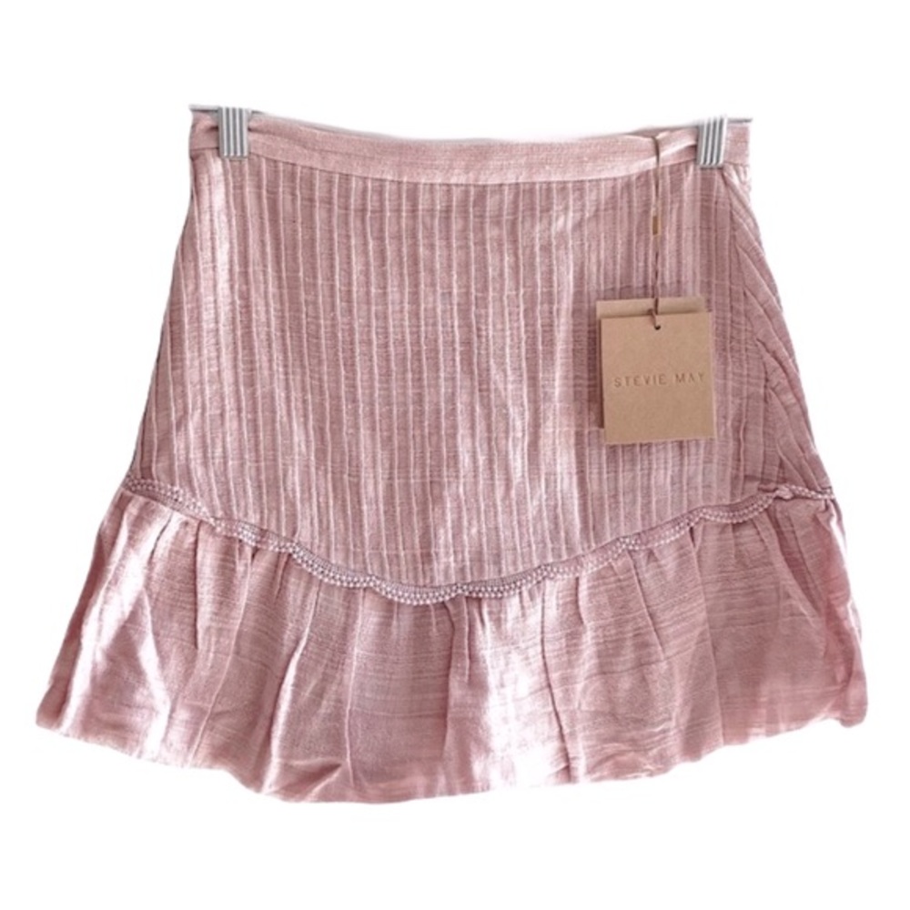 NWT STEVIE MAY Orleander blush pink cotton pleated mini skirt XS new with tags